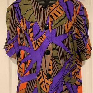 Vintage Silk Tropical Blouse